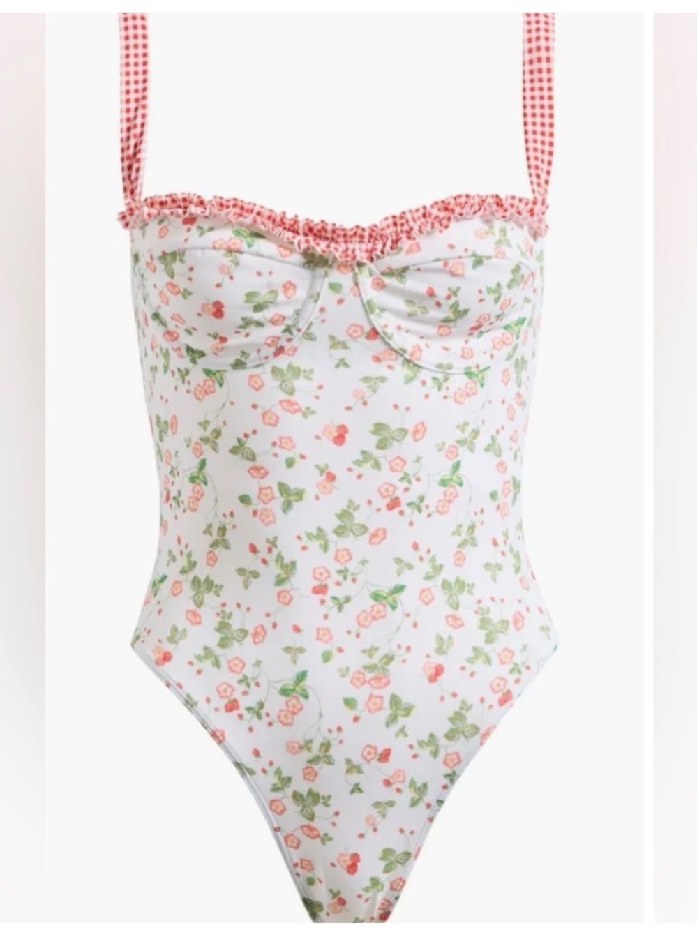 NWT PacSun Floral One-Piece Swimsuit with Gingham Straps Size M